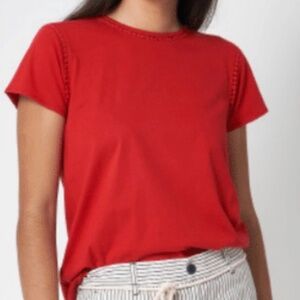 New Red Dot Trim‎ Short Sleeve Top Sz L (EU44)